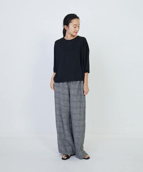 LOISIR ブラウス シャツ リネン天竺ショートTシャツ レディース