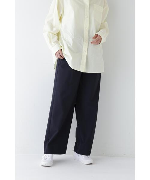 ワイドパンツ パンツ 「4サイズ展開」Ｐレーヨン麻ポプリンマーベルトセミワイドパンツ レディースの画像