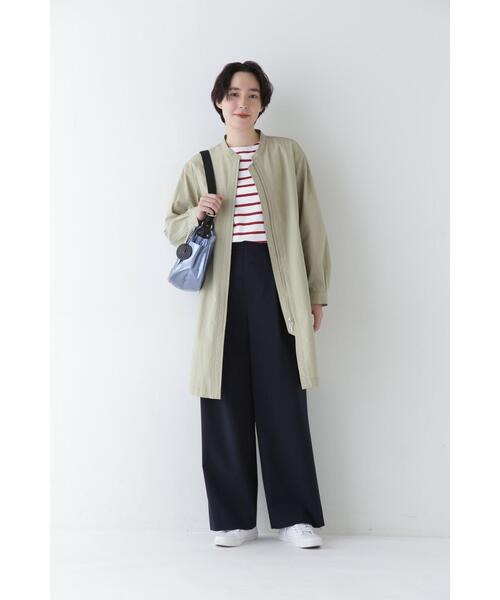 ワイドパンツ パンツ 「4サイズ展開」Ｐレーヨン麻ポプリンマーベルトセミワイドパンツ レディースの画像