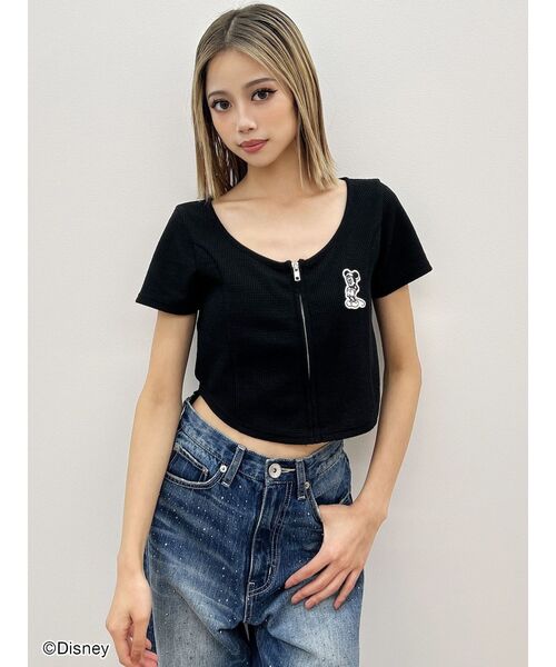 GYDA tシャツ Mickey Mouse / フロントZIPワッフルトップス