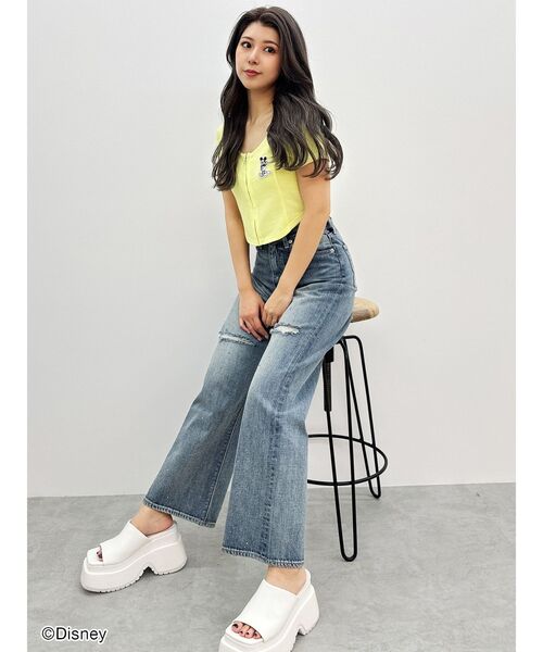 トップス miiiizk GYDA tシャツ Mickey Mouse / フロントZIPワッフルトップス