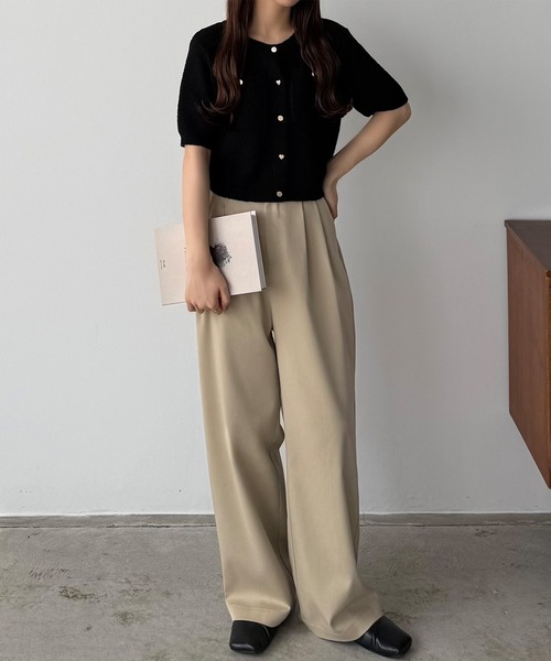 WYM KNIT SHIRT CARDIGAN ニットポロ カーディガン 短丈 Knit polo cardigan / ニットポロカーディガン（カーディガン