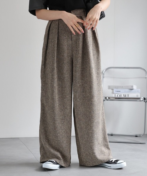 ADORE 23ss ファインツィードパンツ サマーツイード ワイドパンツ 36 ADORE - ADORE 23ss ファインツィードパンツ サマーツイード