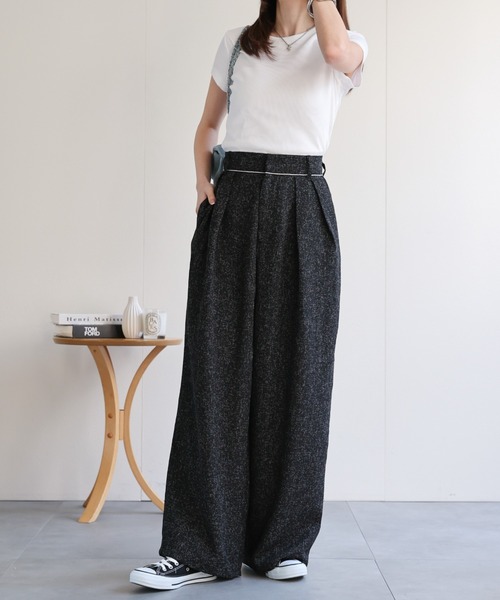 ADORE 23ss ファインツィードパンツ サマーツイード ワイドパンツ 36 ADORE - ADORE 23ss ファインツィードパンツ サマーツイード