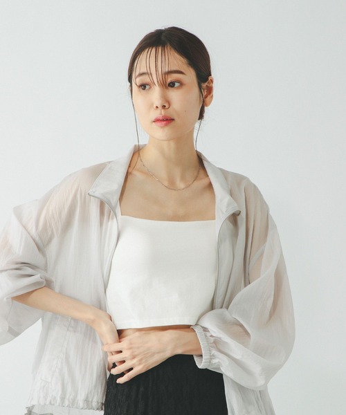 新品タグ付き　JUSGLITTY♡ツイードキャミ　ホワイト Wing キャミソール Wingコラボ/Fffit エフィット/カップ付き