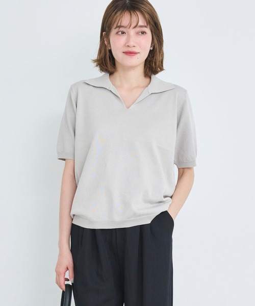 レディース スキッパーネック ポロシャツ XS 半袖 ポロシャツ ポロ スキッパーポロニット レディース : ZOZOTOWN Yahoo