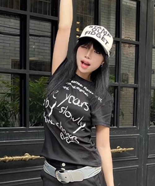 DEVICE（デバイス） tシャツ ロゴ 手書き プリント 古着風 Tシャツ