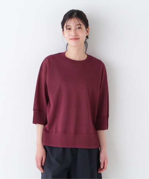 「human woman」 長袖ニット MEDIUM ネイビー レディース セール】 ◇2WAYライン入Vネックプルオーバー （ニット
