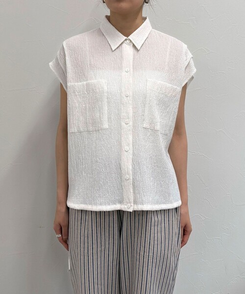 fredy emue ブラウス シャツ 前開きフレンチタックシャツ