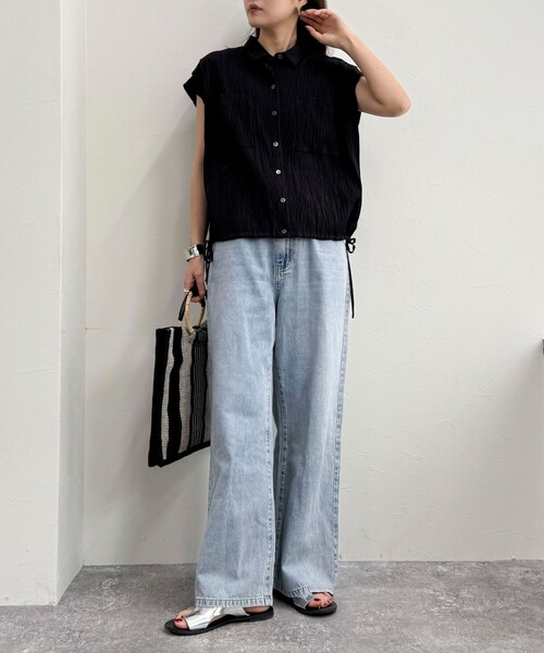 fredy emue ブラウス シャツ 前開きフレンチタックシャツ
