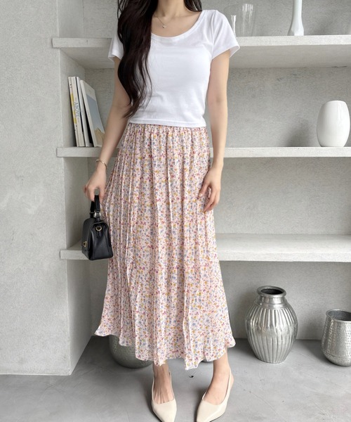 TREOVER ロング スカート 夏 華やかに決まるのにウエストゴムで楽ちん