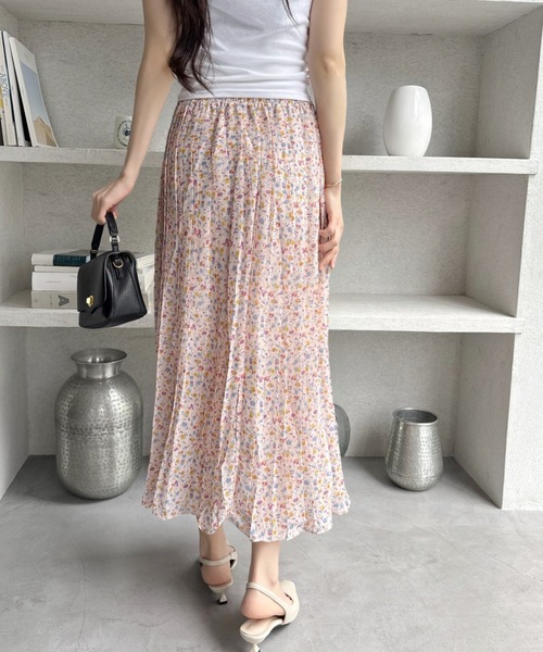 TREOVER スカート 華やかに決まるのにウエストゴムで楽ちん♪ 小花柄