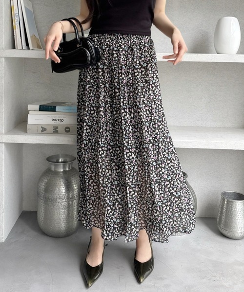 TREOVER ロング スカート 夏 華やかに決まるのにウエストゴムで楽ちん