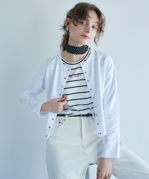 Atsu agnès b.ホワイトカーディガン 羊毛カシミヤシルクサイズ2 Atsu様専用 agnès b.ホワイトカーディガン 羊毛カシミヤシルク