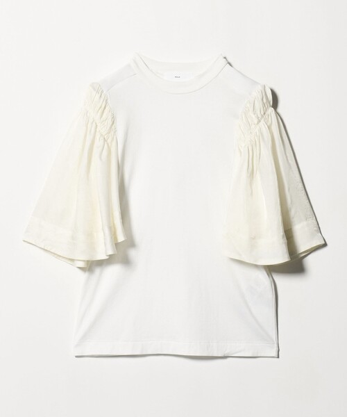 tシャツ 「TOGA PULLA」ギャザー スリーブ ドッキング Tシャツ レディース