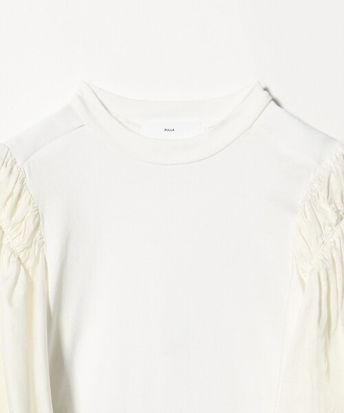 tシャツ 「TOGA PULLA」ギャザー スリーブ ドッキング Tシャツ レディース TOGA PULLA tシャツ 「TOGA PULLA」ギャザー スリーブ