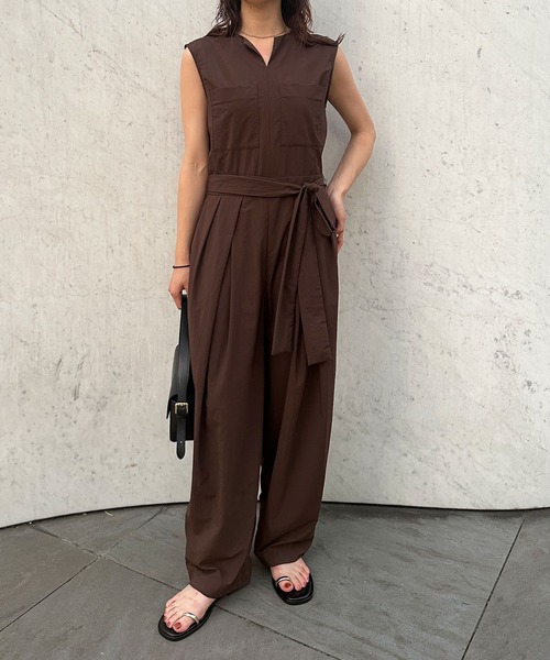 N.O.R.C オールインワン 撥水キーネックオールインワン「NYLON WATER