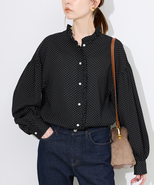 SLOBE IENA（スローブイエナ） ブラウス シャツ ドットミニフリル