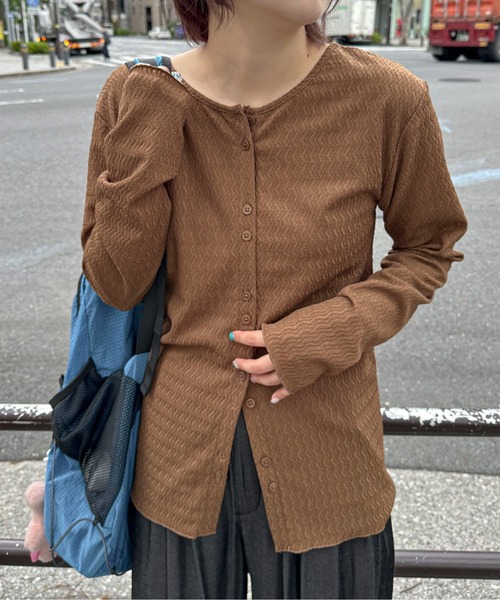 PILIT カーディガン 2way カットジャガードカーディガン レディース