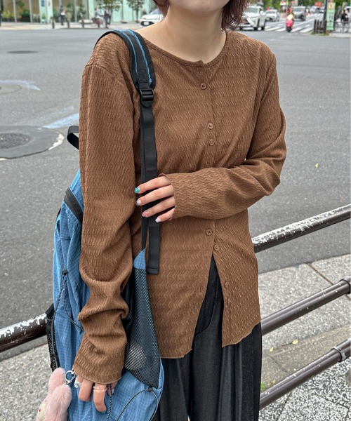 PILIT カーディガン 2way カットジャガードカーディガン レディース