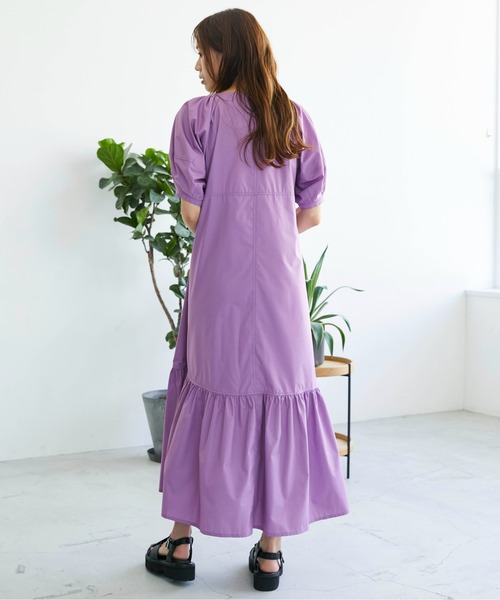 「ECRIRE」 半袖ワンピース M グレー レディース_画像2