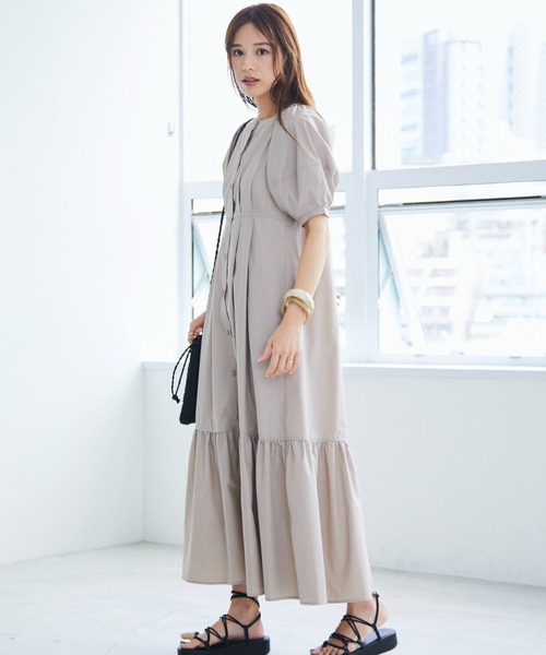 「ECRIRE」 半袖ワンピース M グレー レディース_画像3