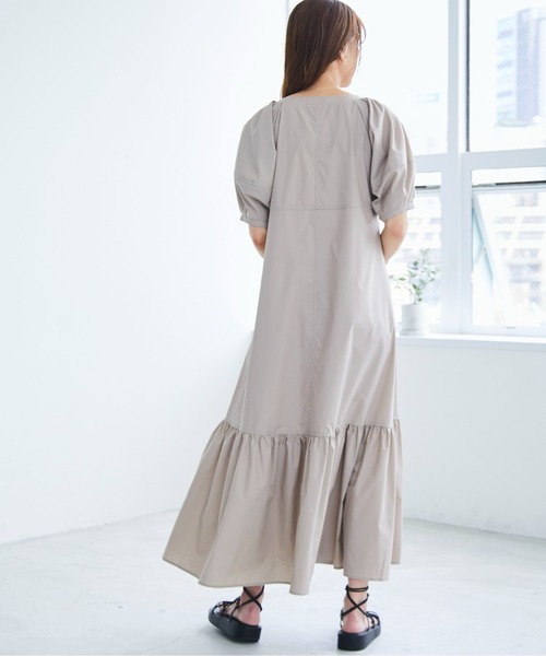 「ECRIRE」 半袖ワンピース M グレー レディース_画像4