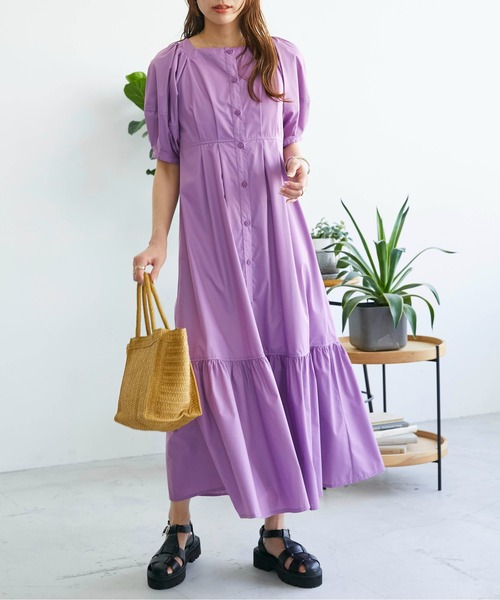 「ECRIRE」 半袖ワンピース M グレー レディース_画像9