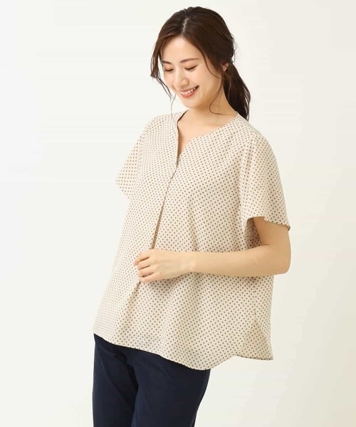 「MK MICHEL KLEIN」 半袖ブラウス 38 アイボリー レディース_画像3