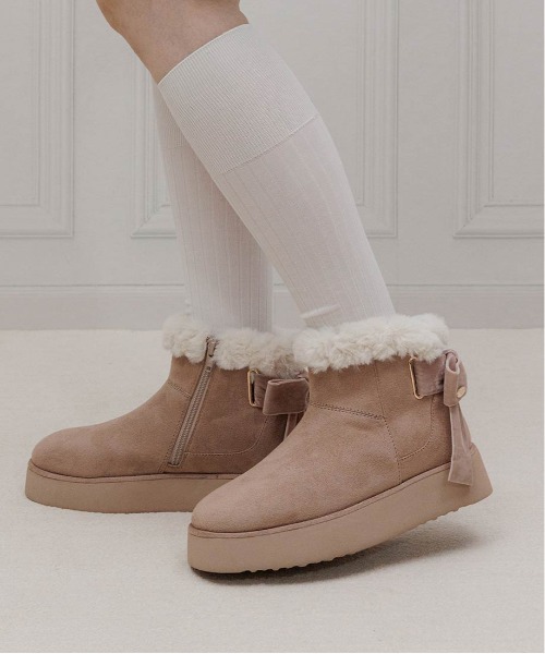 RANDA（ランダ） ブーツ 「TOM and JERRY」バックリボンムートンブーツ