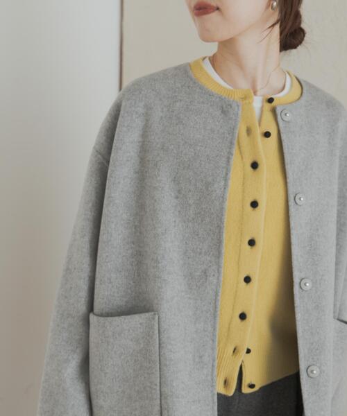 アーバンリサーチドアーズ　着用感のない美品　ノーカラー　ウールミドルコート URBAN RESEARCH DOORS（アーバンリサーチドアーズ）の「ノーカラー