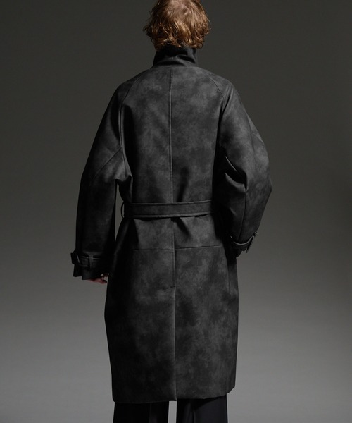 黒 ダブルブレスト チェスターコート ロングコート LUCPY コート チェスターコート ダブルブレストロングコート