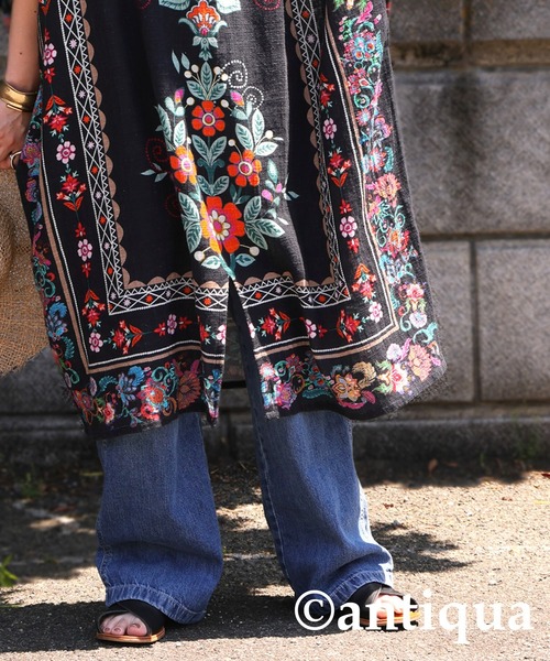 「antiqua」 半袖ワンピース ONESIZE ブラック レディース_画像9