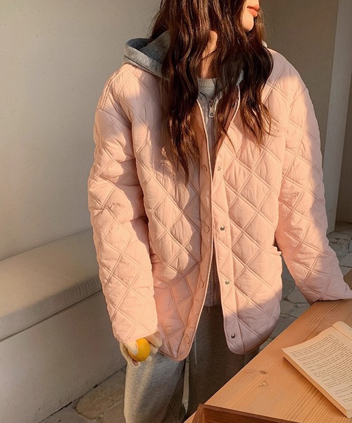 コート アウター 取り外し可能フード付きキルティングジャケット