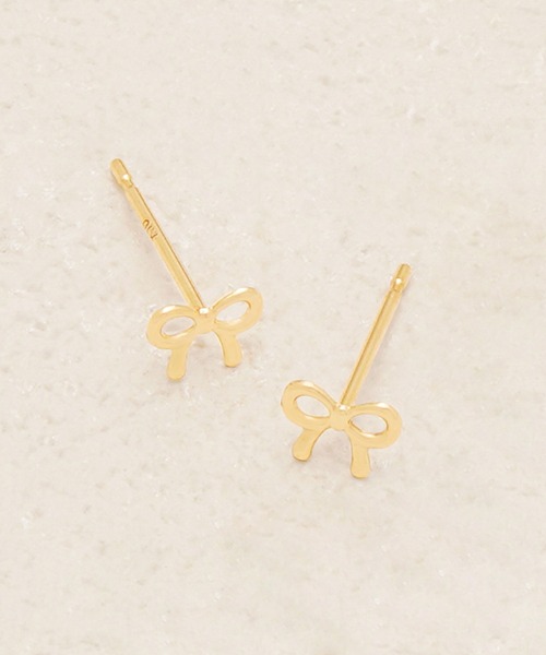 ESTELLE（エステール） ピアス K10 イエローゴールド リボン ピアス