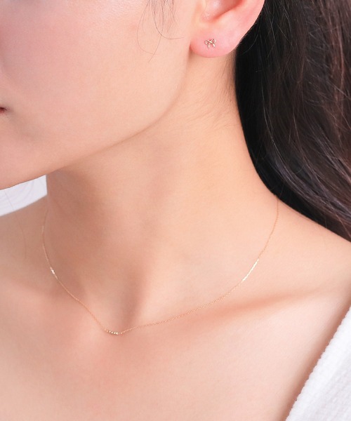 K10WG ♡ エステール リボンピアス D刻印あり ESTELLE（エステール） ピアス K10 イエローゴールド リボン ピアス