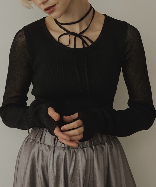 「VIOLETTA」 長袖ニット FREE ブルー レディース_画像5