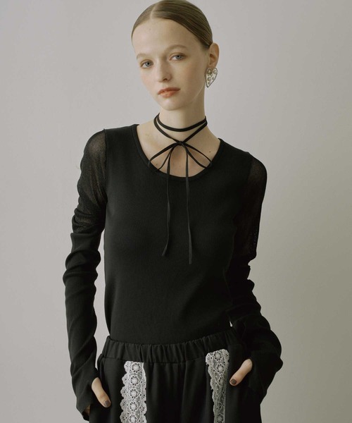 「VIOLETTA」 長袖ニット FREE ブルー レディース_画像8