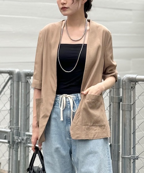 Whim Gazette ノーカラージャケット ベージュ Whim Gazette（ウィム ガゼット） ノーカラージャケット FREE ベージュ