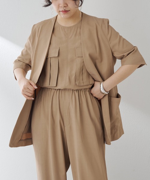 Whim Gazette ノーカラージャケット ベージュ Whim Gazette（ウィム ガゼット） ノーカラージャケット FREE ベージュ