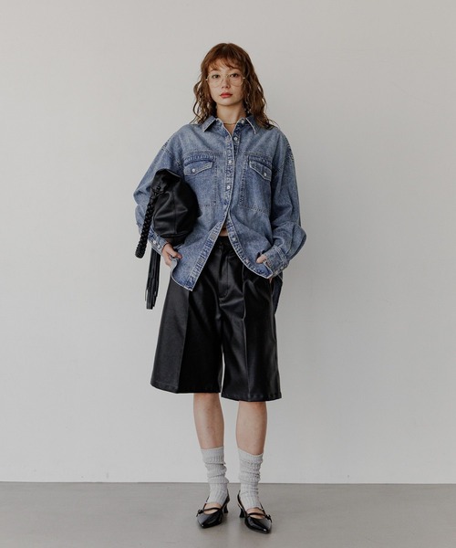 BAYFLOW（ベイフロー） パンツ 「選べる丈感」フェイクレザーショート