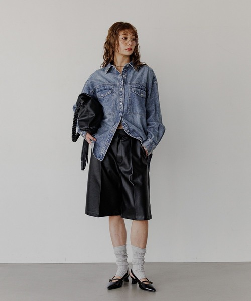 BAYFLOW（ベイフロー） パンツ 「選べる丈感」フェイクレザーショート