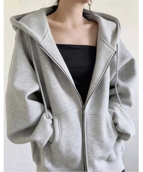 レディース　パーカー Chick パーカー Zipper Design Pull Over Hoodie / ジッパーデザイン