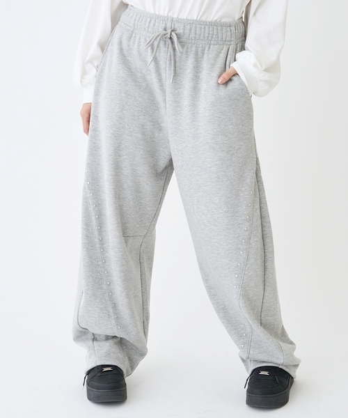 LOVETOXIC パンツ 「LTXC」「起毛」スタッズカーブスウェットパンツ