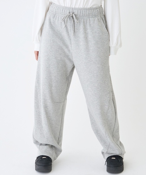 LOVETOXIC パンツ 「LTXC」「起毛」スタッズカーブスウェットパンツ