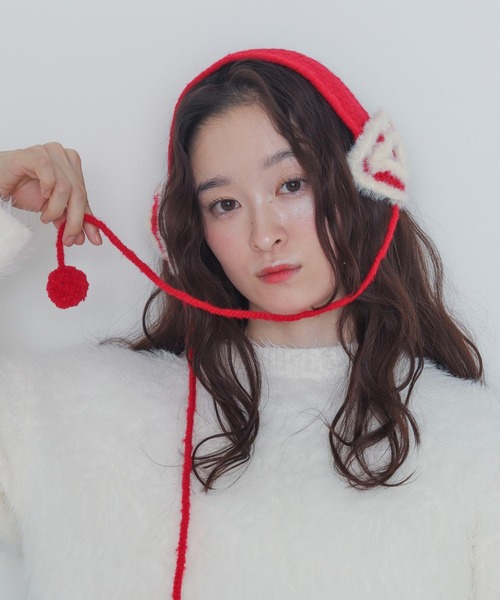 美品＊vivienne＊ハートファーイヤーマフ＊赤 WEGO（ウィゴー） 耳当て イヤーマフ WEGO/ハートニットイヤーマフ