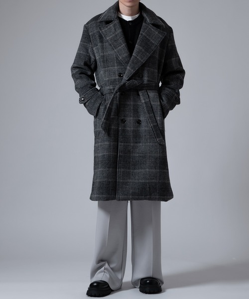 MACKINTOSH グレー系 グレンチェック柄 ピーコート セール】 ウールカシミヤグレンチェック ショートコート （その他