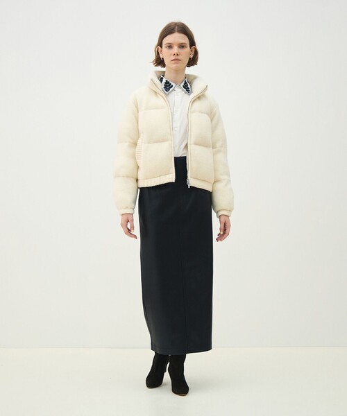 MACPHEE フーディー ニット ショート丈 オフホワイト MACPHEE（マカフィー） ブルゾン アウター パデッドニット ショート