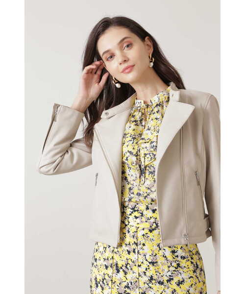 「PINKY&DIANNE」 レザージャケット 36 ベージュ レディース_画像3