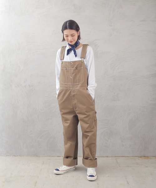 「UNIVERSAL OVERALL」 オーバーオール L ベージュ メンズ_画像5